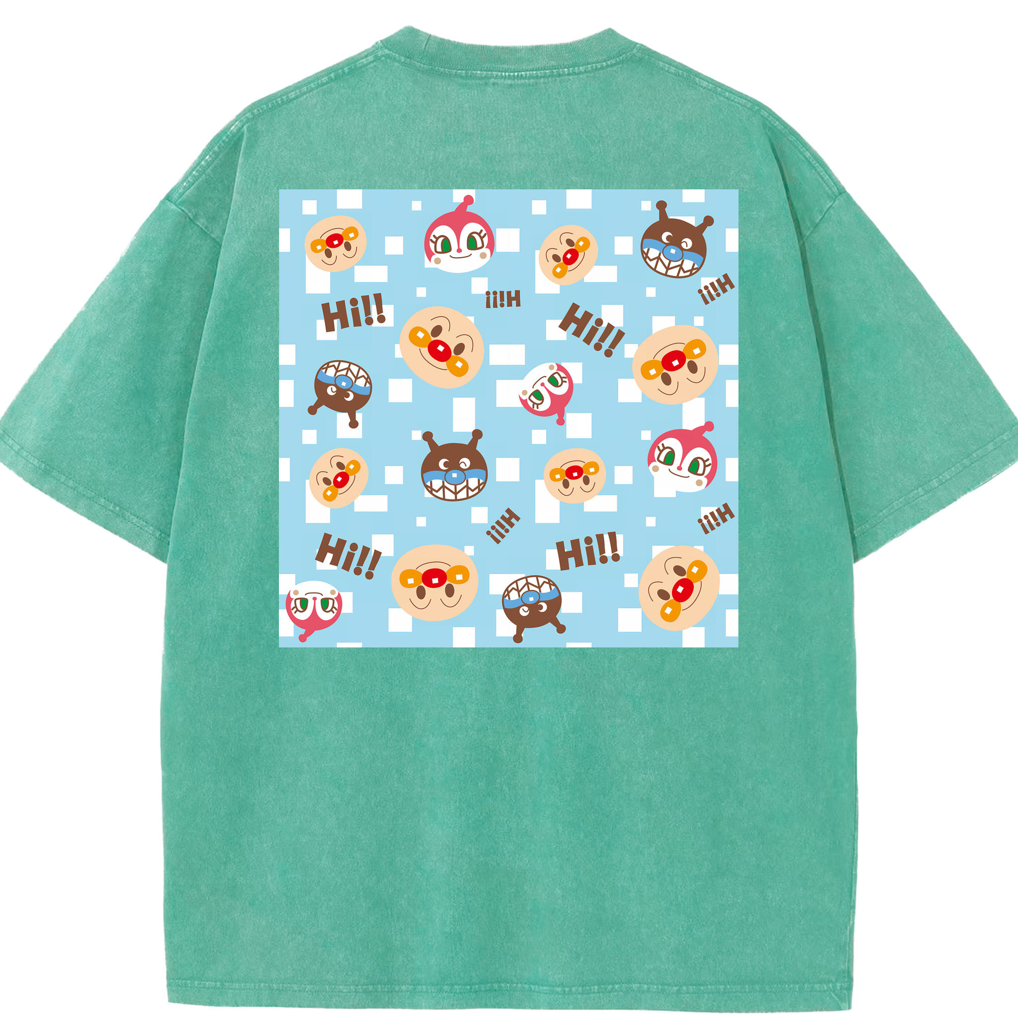 （画像用） アンパンマン Anpanman 綿100% ヴィンテージ風 半袖Tシャツ（背面プリント）